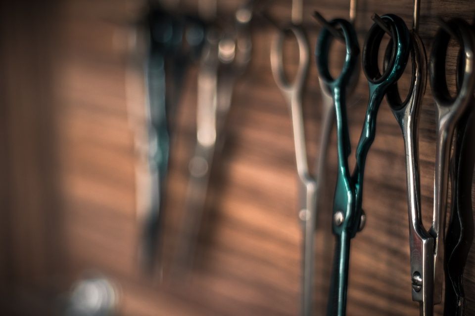 Styling tools laid out at a station